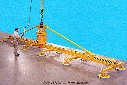 ANVER Twelve Pad Heavy Duty Mechanical Vacuum Lifter for Lifting & Handling Large Steel Plate 45 ft x 12 ft (13.7 m x 3.7 m) up to 16,000 lb (7258 kg)